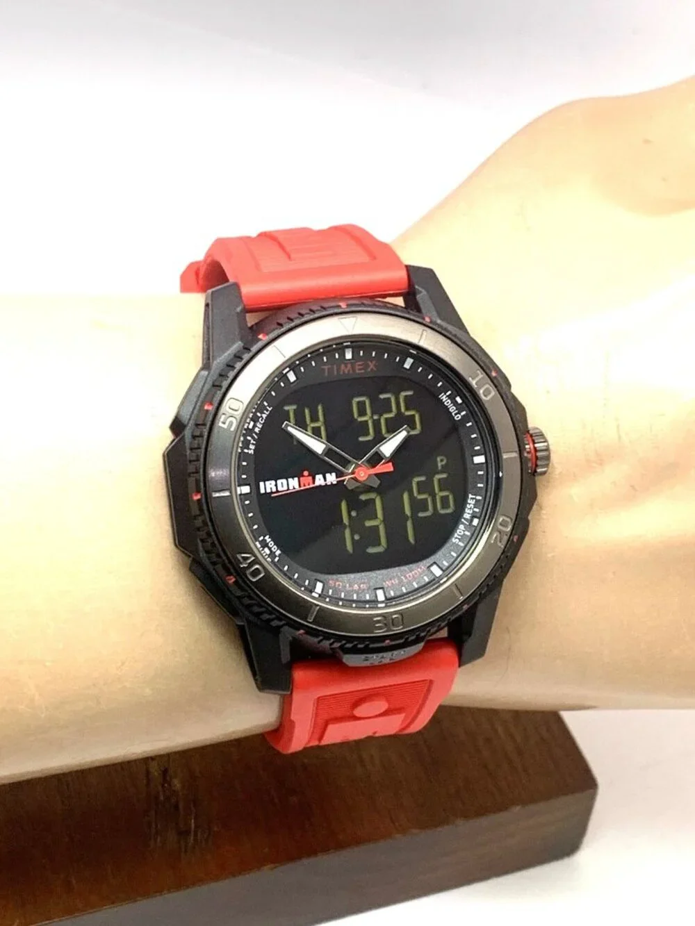 Timex Men's Watch TW5M55000 Ironman Quartz Sport Red Black Rubber Band 46mm